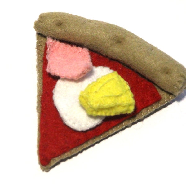 Pizza Hawaii optionally 1 - 6 slices sewn from felt with salami, cheese and mushrooms for play kitchen, felt food, play food