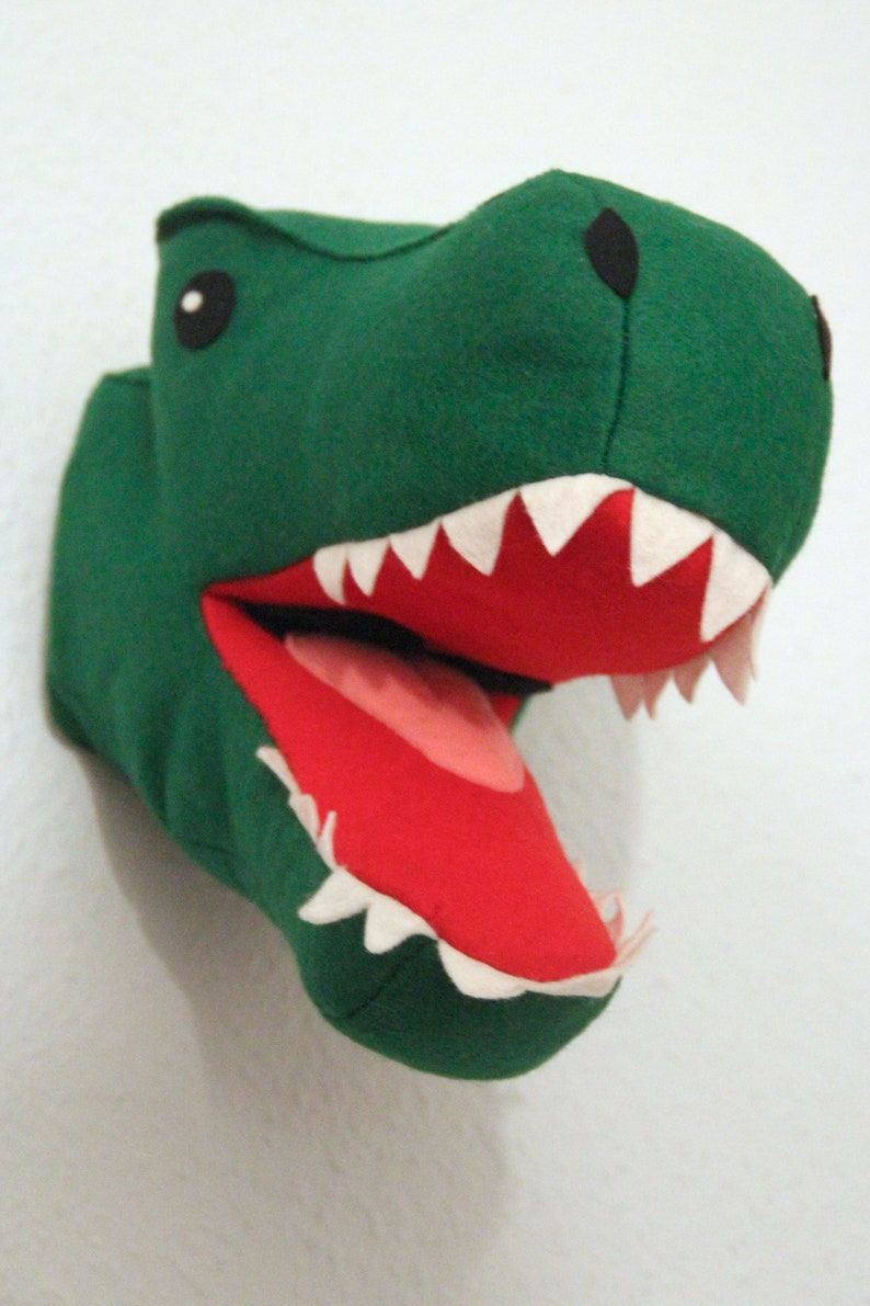 T-Rex Dinosaur Head sewn from felt, Trophy Head image 3