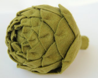 Artichoke sewn from felt for play kitchen, play food, felt food