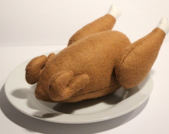 Felt Chicken Play Set Hand-Sewn, Removable Wings & Legs, Play Kitchen, Toy Food, Felt Food, Pretend Food, Farmers Market