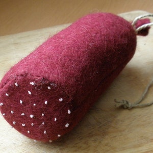 Salami sewn from felt for play kitchen, play food, felt food