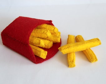 French fries in box sewn from felt for play kitchen, toy food, play food, felt food