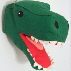 T-Rex Dinosaur Head sewn from felt, Trophy Head image 1