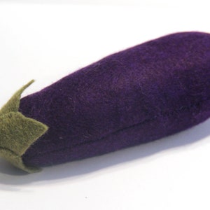 Felt Eggplant, hand-sewn for play kids kitche, play food, toy food, felt food, farmers market