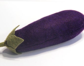 Eggplant sewn from felt for play kitche, play food, toy food, felt food