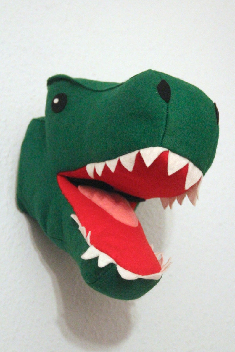 T-Rex Dinosaur Head sewn from felt, Trophy Head image 2