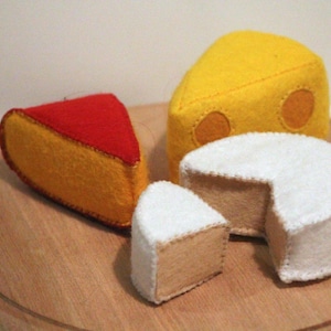 Cheese set Emmental, Camembert and Cheddar made of felt, hand-sewn for the shop and children&#39;s kitchen, felt food play kitchen food