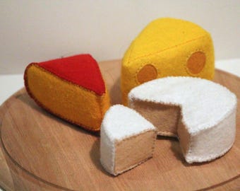 Felt Cheese Set Emmental, Camembert and Cheddar Handmade Play Food, Montessori Toy, Pretend Play Food, Kids Play Kitchen, Waldorf Toy