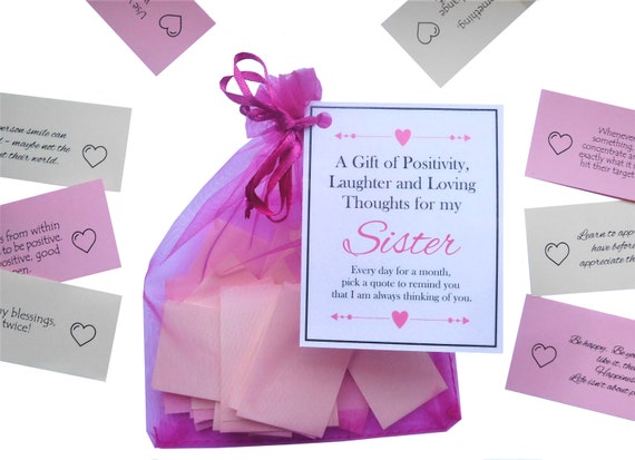 Personalisable Sister Gift Quotes of Positivity, Laughter and Loving  Thoughts. 31 Inspirational Messages for a Month. Sister Gifts 