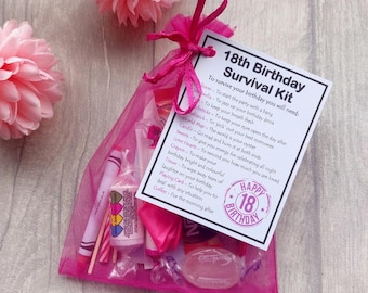 18th Birthday Novelty Survival Kit Gift Pink - Fun 18th birthday gift, 18th birthday present, Unique 18th gift for her