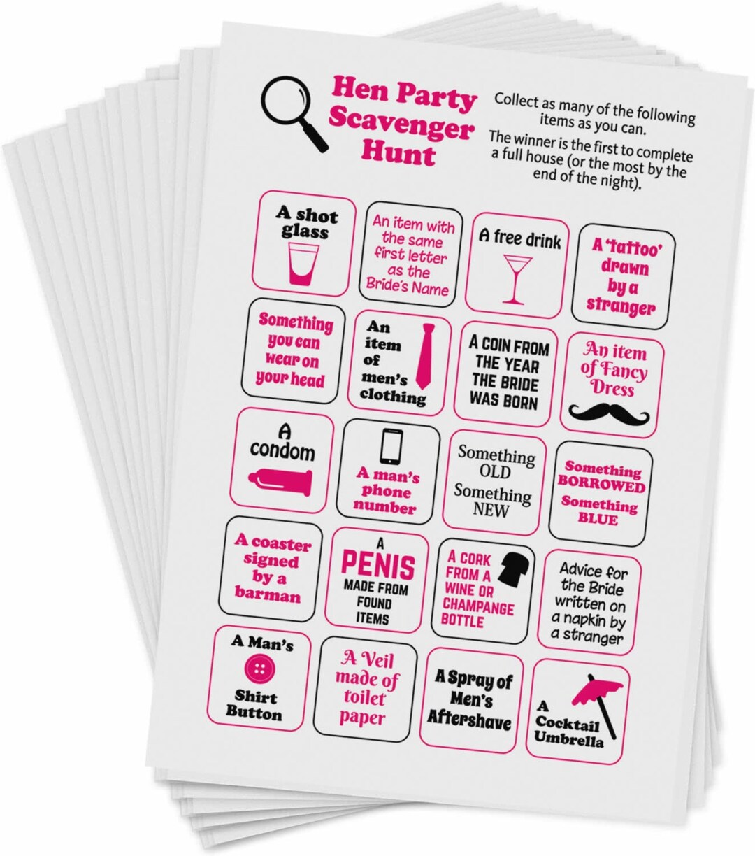 Hen Party Scavenger Hunt Game Scavenger Hunt Bingo Hen - Etsy UK