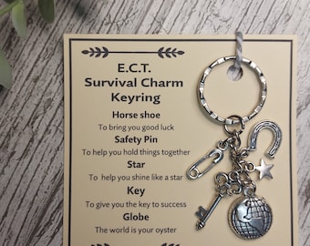 ECT Survival Charm Keyring - Early Career Teacher Gift, Secret Santa Gift, Work Colleague gifts, Gift for New Teacher
