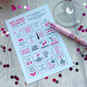 Hen Party Manhunt Selfie Game - Selfie Bingo Hen Party Games, Hen Night Games, Hen Party Man ...