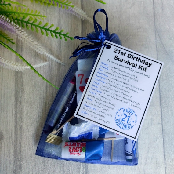 21st Birthday Novelty Survival Kit Gift Blue - Fun 21st birthday gift, 21st birthday present, Unique 21st gift for him