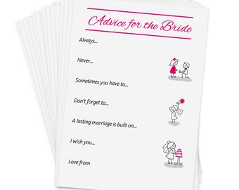 Advice for the Bride Cards - 24 cards - Hen Party Games, Hen Night Activity, Bridal Shower activity, Bride Advice, Suitable for all ages