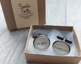 Handcrafted "Port & Starboard" Cuff links - Fun gift for cruise, gift for sailor, sailing gift