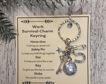 Work Survival Charm Keyring - Work gift, secret santa gifts, work colleague gifts, gift for secret santa, new job gifts