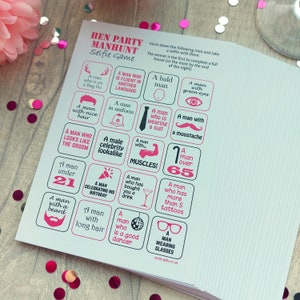 Hen Party Manhunt Selfie Game - Selfie Bingo Hen Party Games, Hen Night Games, Hen Party Man ...