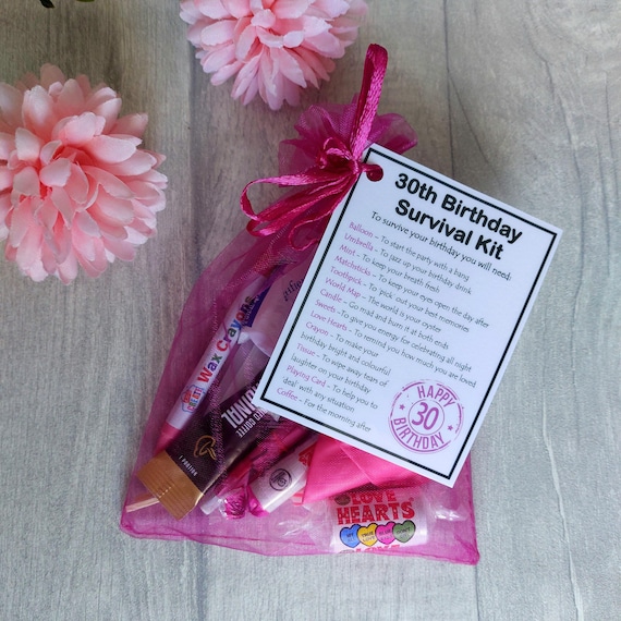 30th Birthday Novelty Survival Kit Gift Pink - Fun 30th birthday gift, 30th  birthday present, Unique 30th gift for her