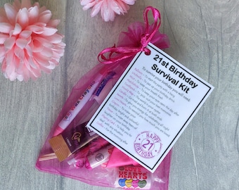 21st Birthday Novelty Survival Kit Gift Pink - Fun 21st birthday gift, 21st birthday present, Unique 21st gift for her