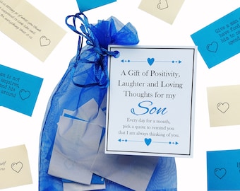 Son Gift Quotes of Positivity, Laughter and Loving Thoughts. 31 Inspirational Messages for a Month. Son Stocking filler Gifts for Christmas