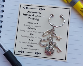 University Survival Charm Keyring - starting university sentimental gift for students