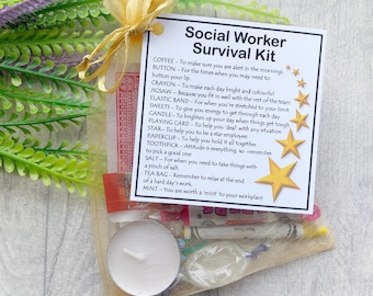 Social Worker Survival Kit Novelty Gift - Fun Social Worker gift, Secret Santa Gift, Work Colleague gifts, Gift for New Social Worker