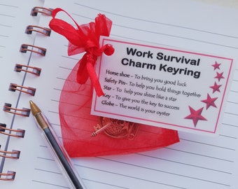 Work Survival Charm Keyring - Work Secret Santa gift, secret santa gifts, work colleague gifts, gift for secret santa, new job gifts