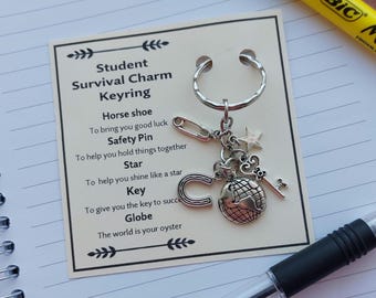 Student Survival Charm Keyring - sentimental gift for university or college