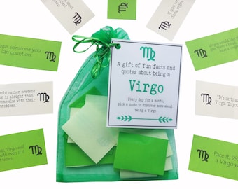 Regalo para Virgo: Un regalo con datos curiosos y citas sobre ser Virgo - Astrología - Signo zodiacal - Cumpleaños de agosto/septiembre. Rasgos de Virgo.