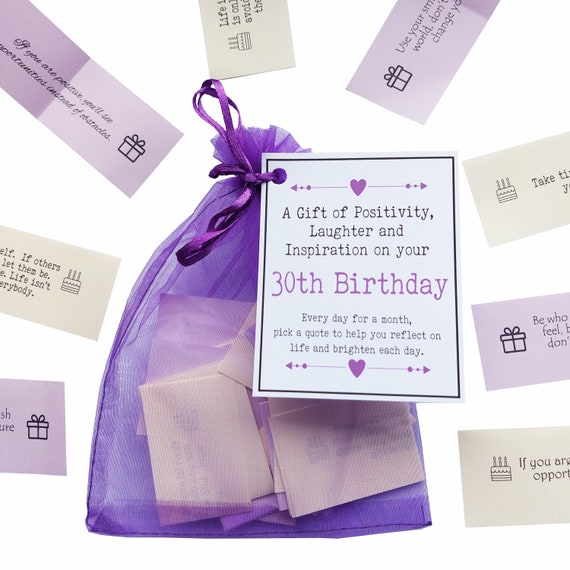 30th Birthday Gift - 31 Quotes of Positivity, Laughter and Inspiration. Inspirational Messages for a Month. Thoughtful gift for her.