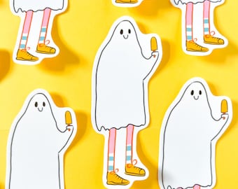 Ghost Popsicle Vinyl Sticker • Original Illustration 4"