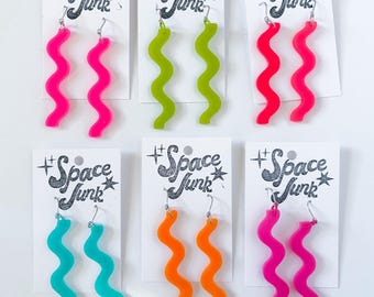 Space Junk Squiggly Earrings - Multiple Colors! Handmade Epoxy Resin
