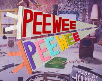 Pee Wee Herman Handmade Wool Felt Pennant 8" x 18.5"