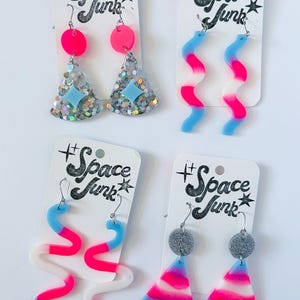 PRIDE lgbtqia Dangle Earrings OOAK - handmade epoxy - lightweight! Trans, Non Binary, and Bi Flag