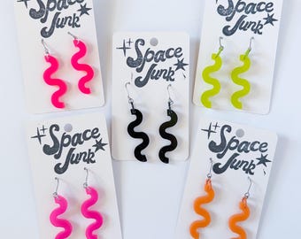 Lil Noodle Squiggle Earrings handmade epoxy resin