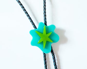 Cosmic Country Blob Bolo Tie Unisex OOAK Handmade Epoxy Resin