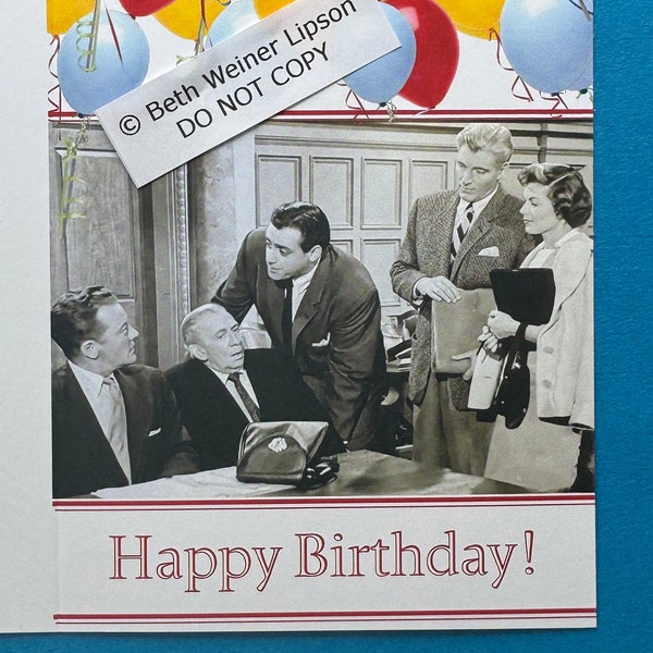 Perry Mason Birthday Card, Raymond Burr, Perry Mason Cast, Birthday Card, Birthday Card From The Whole Gang,Perry Mason Fan, Lawyer Card,