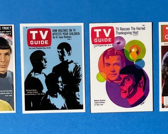 Star Trek Magnet Set of 4, Original TV Guide Cover Art, Captain Kirk, Spock
