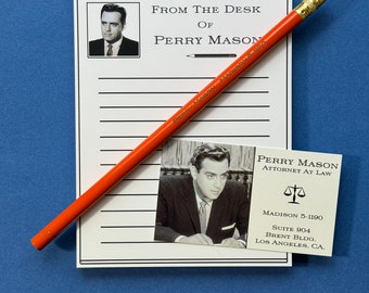Perry Mason Notepad, Pencil and Magnet Set, Classic TV Notepad, Perry Mason Fan Gift, Raymond Burr,