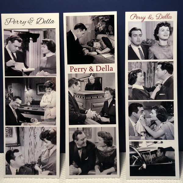 Perry Mason Bookmark Set of 3,  Bookmarks, Classic Perry Mason TV, Della Street, Raymond Burr, Barbra Hale, Erle Stanley Gardner
