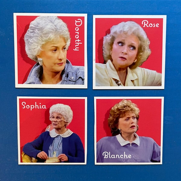 Golden Girls Magnets, Set of Four Golden Girls Magnets,  Bea Arthur, Betty White, Rue McClanahan, Estelle Getty