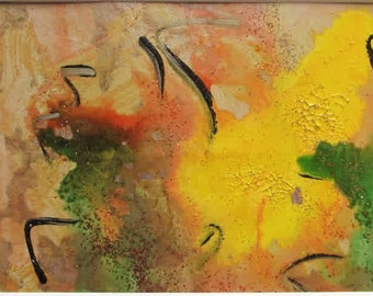 Petite peinture abstraite à l'acrylique, "4en1", petit abstrait original et unique, miniature abstraite, cadeau d'art abordable