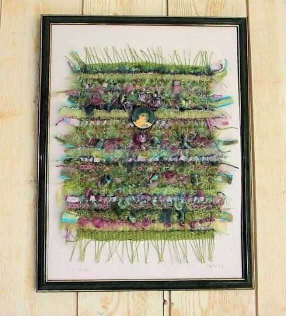 Tapisserie Murale en Tissage, Tableau Textile, Tissage Encadré, Portrait Lavinia