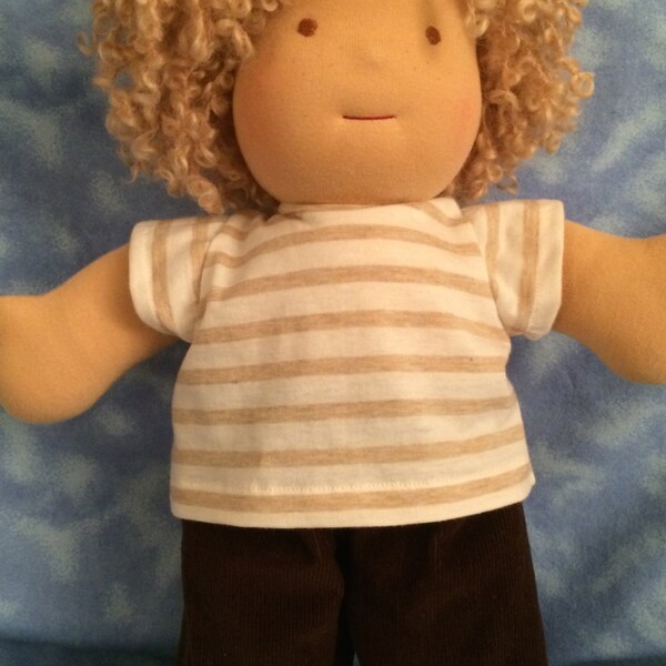 Waldorf Doll - 15 inch -   Boy Doll T-Shirt and Brown Corduroy Pants