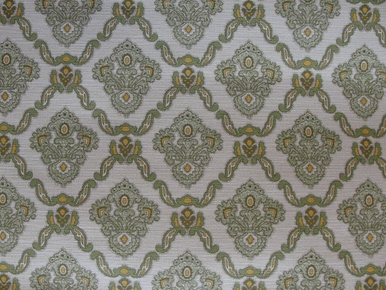 Vintage Olive Green Damask Wallpaper Etsy