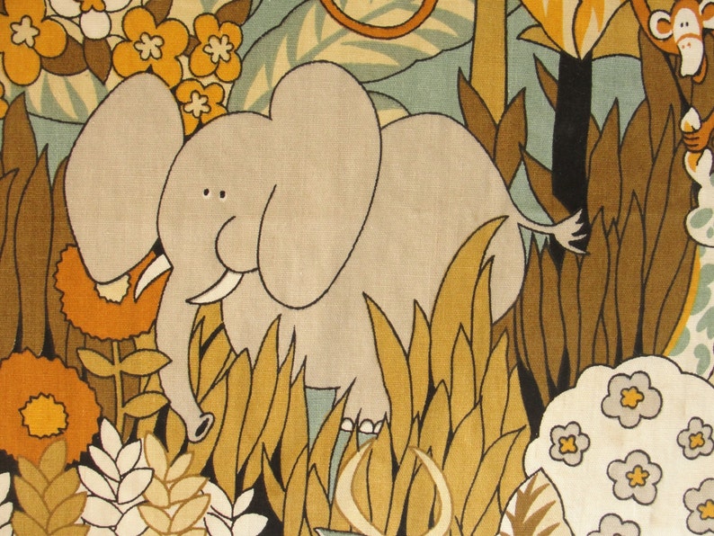 44 inches x 64 inches. Vintage Jungle Safari Drapery Fabric