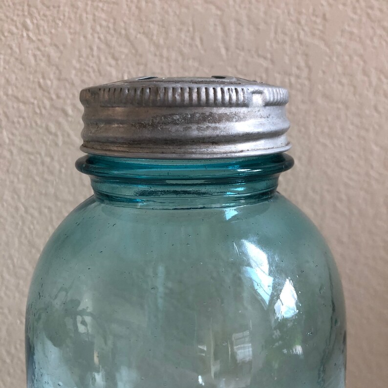 Antique 1/2 Gallon Blue Glass Ball Jar with Glass lid and Etsy