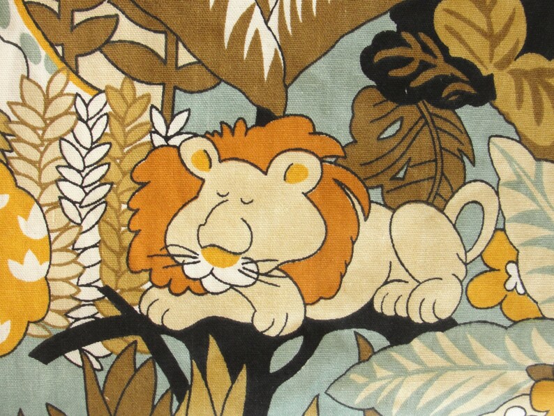 44 inches x 64 inches. Vintage Jungle Safari Drapery Fabric