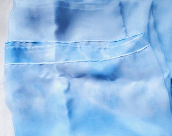 4 yard Silk Veil Pale Baby Blue Ombre and Tie Dye